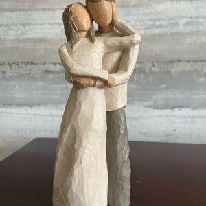 Romantic Embrace Hand-Carved Resin Figurine in Neutral Tones